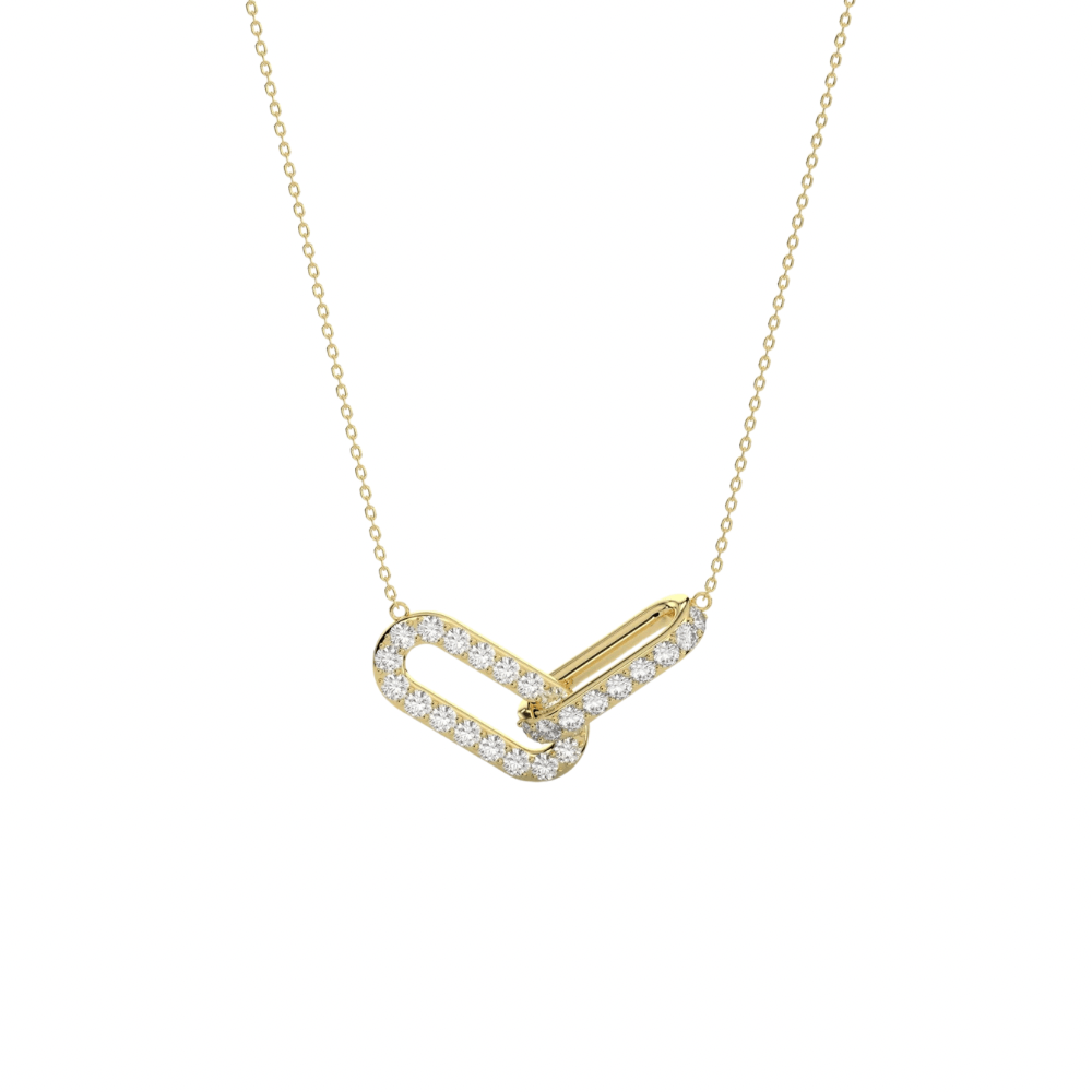 paperclip necklace featured  lab grown diamonds in 9k yellow gold, ideal for birthday gifts