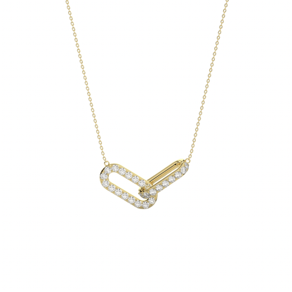 paperclip necklace featured  lab grown diamonds in 9k yellow gold, ideal for birthday gifts