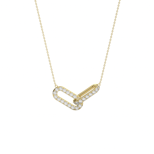 paperclip necklace featured  lab grown diamonds in 9k yellow gold, ideal for birthday gifts