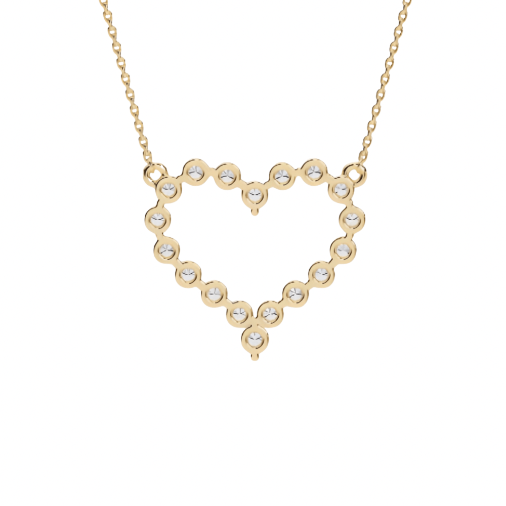 lab grown diamond necklace in 9k gold chain with heart design, a beautiful gift for friends