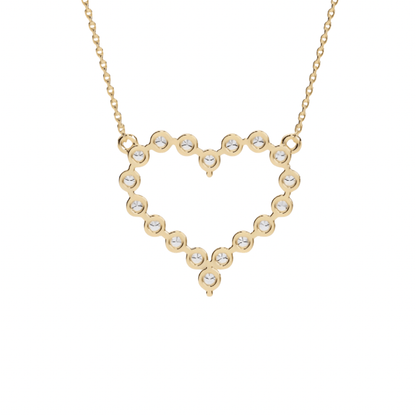 lab grown diamond necklace in 9k gold chain with heart design, a beautiful gift for friends