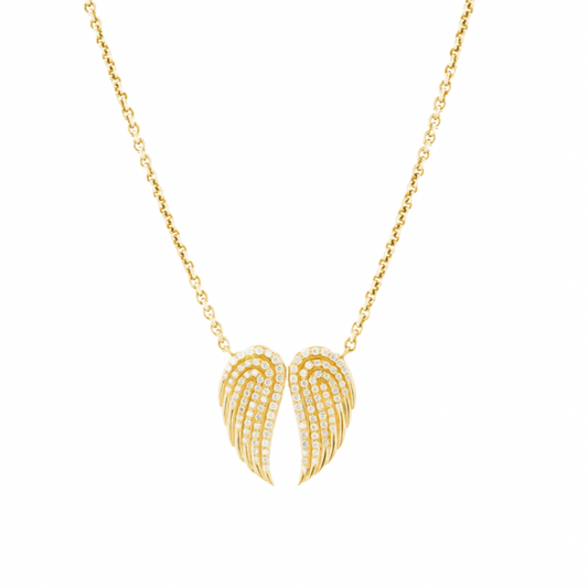 Angel Wing Diamond Necklace For Women(1/2ct.tw.) In 9K