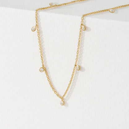 Bezel Set 0.3 carat Floating Diamond Necklace for women to daily wear