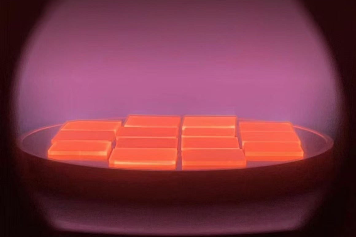 Diagram of chemical vapor deposition process illustrating how CVD diamonds are grown layer by layer
