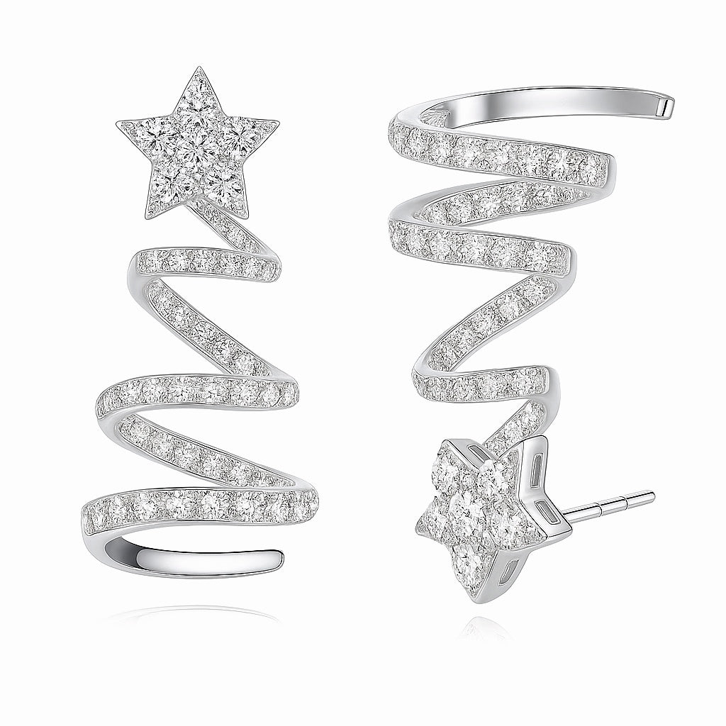 Christmas Tree Lab Grown Diamond Earrings In Silver