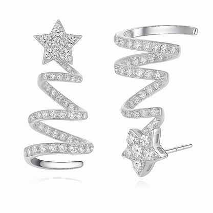 Christmas Tree Lab Grown Diamond Earrings In Silver