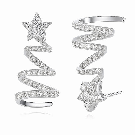 Christmas Tree Lab Grown Diamond Earrings In Silver