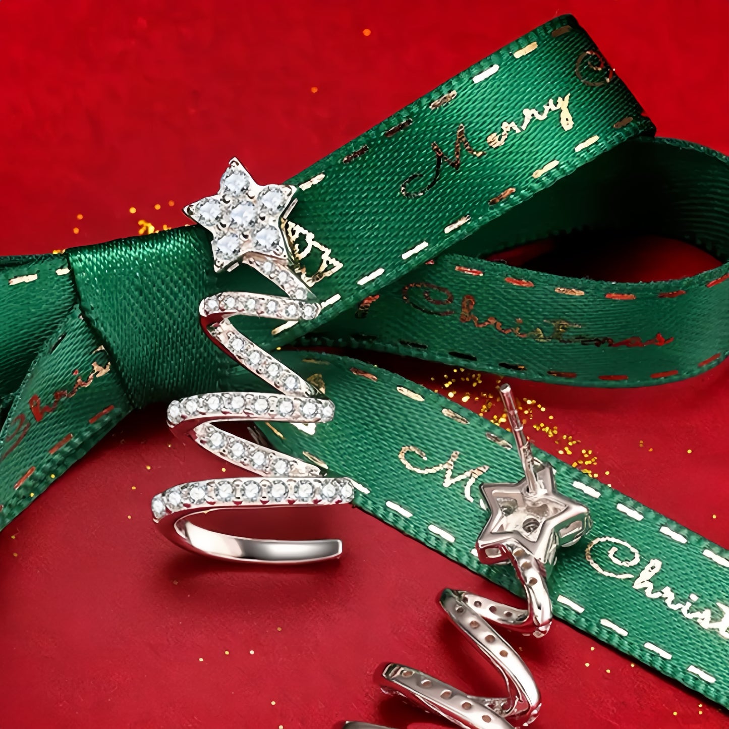 Christmas Tree Lab Grown Diamond Earrings In Silver