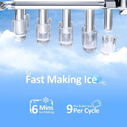 Nugget Ice Makers Countertop, Pebble Ice Machine with Chewable Pellet Ice, 34Lbs/24H, Self-Cleaning, Sonic Ice, One-Click Operation, for Kitchen,Office Stainless Steel Black