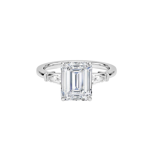 14k White Gold Emerald Cut Diamond Three Stone Engagement Ring(1.0ct.)