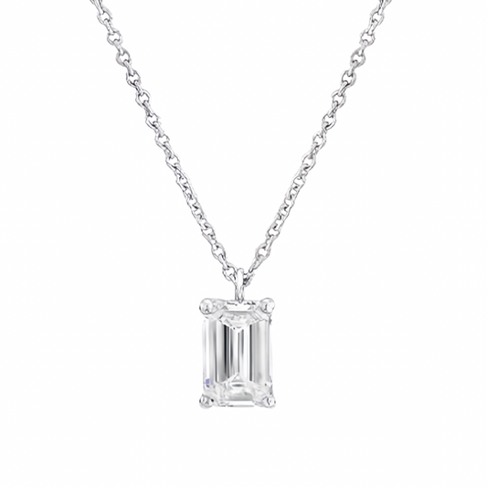 Emerald Cut Lab Grown Diamond Necklace (7/10 ct.) in Sliver