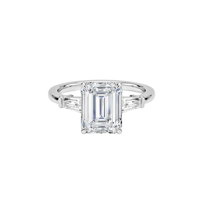 1 carat Emerald Cut three stone diamond ring for women
