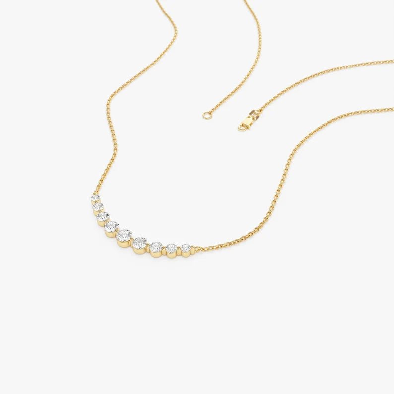 0.3 carat Gradient Lab Grown Diamond Necklace in 9k gold chain, ideal for birthdays gift