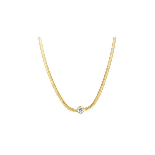 Gold Herringbone Necklace(1/4 ct.tw.) in 9K