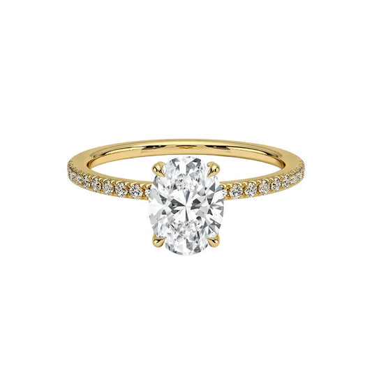 Oval Diamond Hidden Halo Engagement Ring（1.0ct.) In 14k
