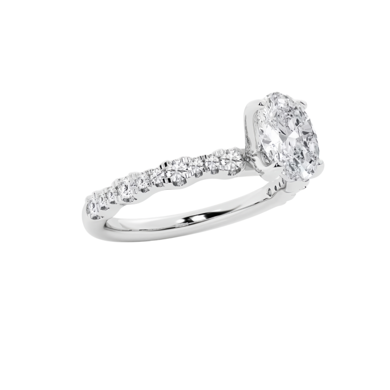 Oval Diamond Rings(1.0ct.) in 14K White Gold