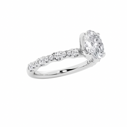 Oval Diamond Hidden Halo Rings