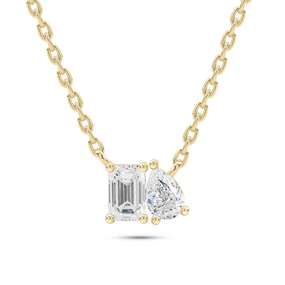 0.8 carat Toi_et_Moi_Diamond_Pendant_Necklace for lovers in 10k yellow gold