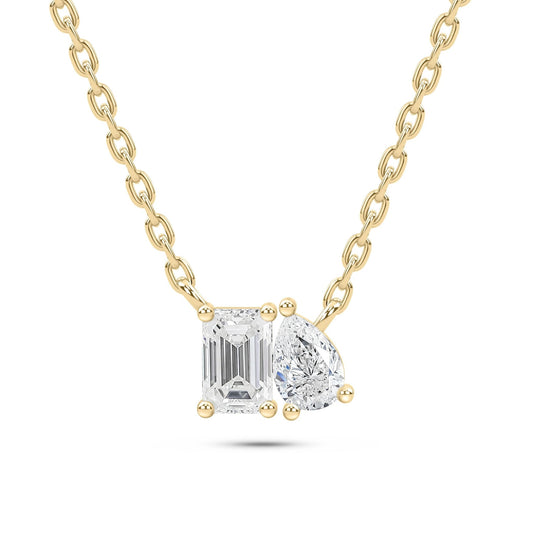 0.8 carat Toi_et_Moi_Diamond_Pendant_Necklace for lovers in 10k yellow gold