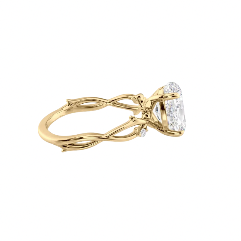 Vine Nature Inspired Oval Diamond Engagement Ring(1.0ct.) in 14K