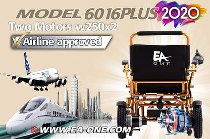 2020 Folding Lightweight Motorized Electric Power Wheelchair Scooter, Remote Control, Aviation Travel Safe Electric Wheelchair Heavy Duty Power Wheelchair (19 Inch Seat, Gray)