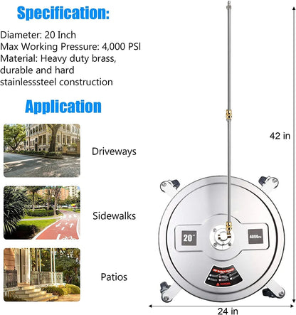 Stainless Steel Housing 1 4 Quick Connector, Power Washer Attachment with 2 Extension Wand, 2 Replacement Nozzles