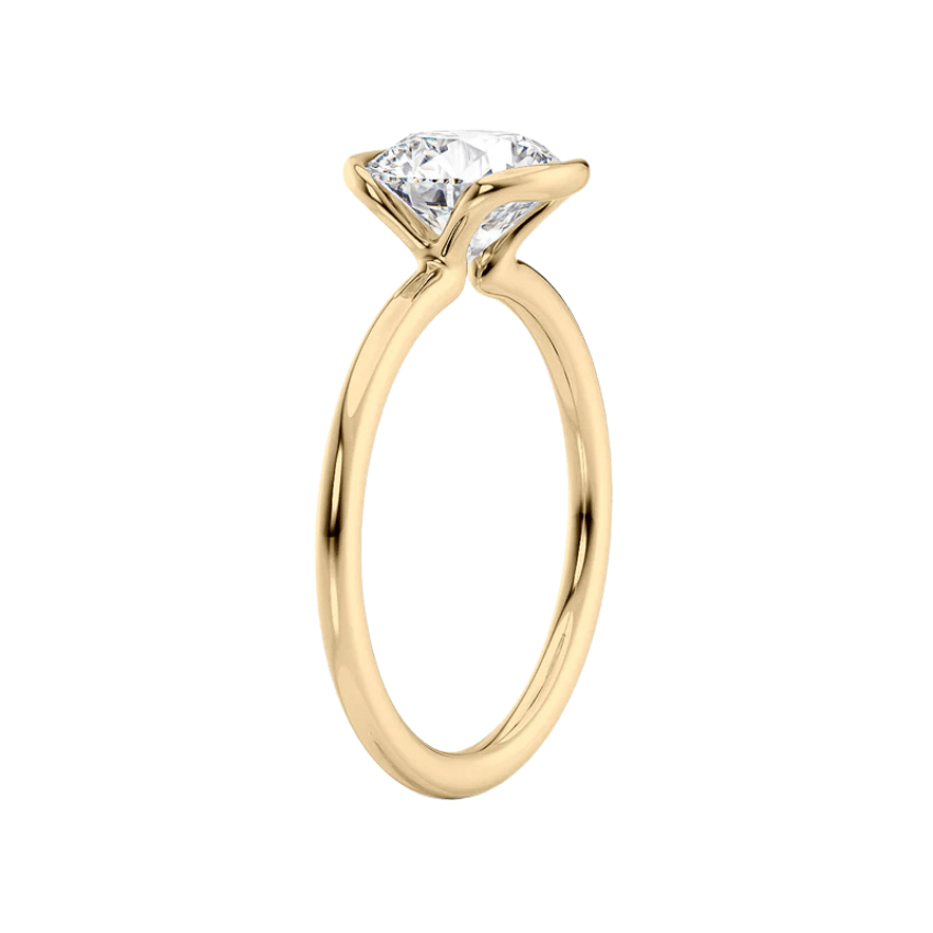 bezel set diamond wedding band featured a 1 ct. radiant cut lab grown diamond