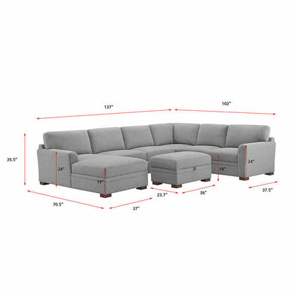 Thomasville Langdon Fabric Sectional with Storage Ottoman