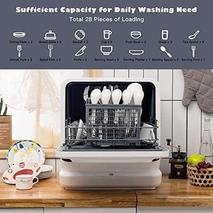 Portable Countertop Dishwasher, with 7.5L Openable Water Tank