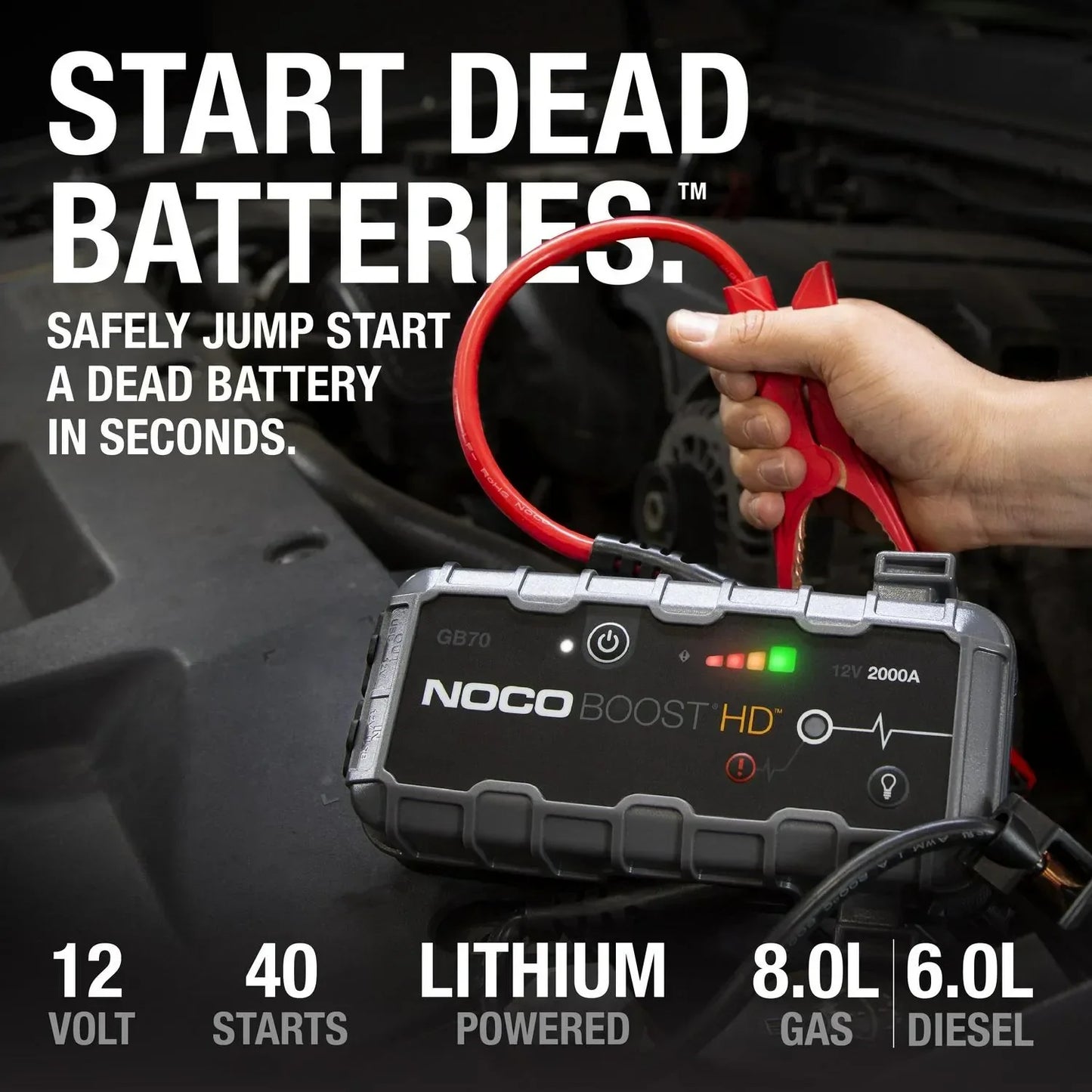 2000A 12V UltraSafe Portable Lithium Jump Starter
