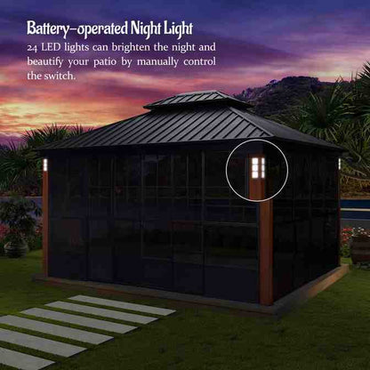 Double Tier 14 Ft. W x 12 Ft. D Metal Patio Gazebo
