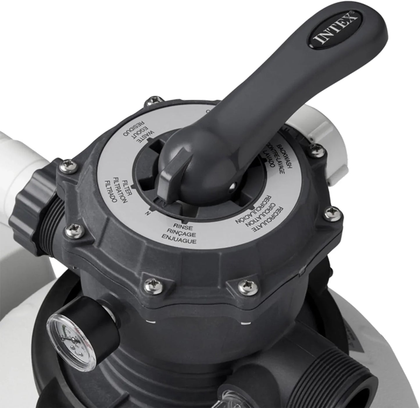 Intex 26651EG Krystal Clear 16 Inch 3,000 GPH Above Ground Pool Sand Filter Pump with Automatic Timer, GFCI, and 6 Function Control, Gray