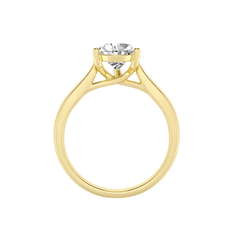 1 carat pear shaped lab grown diamond ring set in 14k gold for weddings or anniversaries
