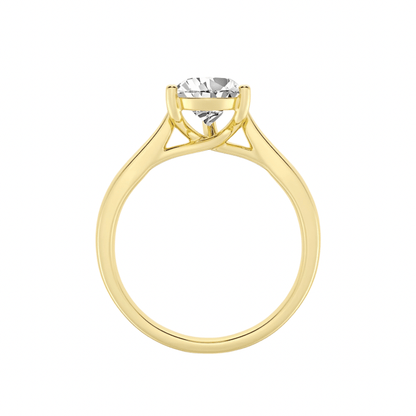1 carat pear shaped lab grown diamond ring set in 14k gold for weddings or anniversaries