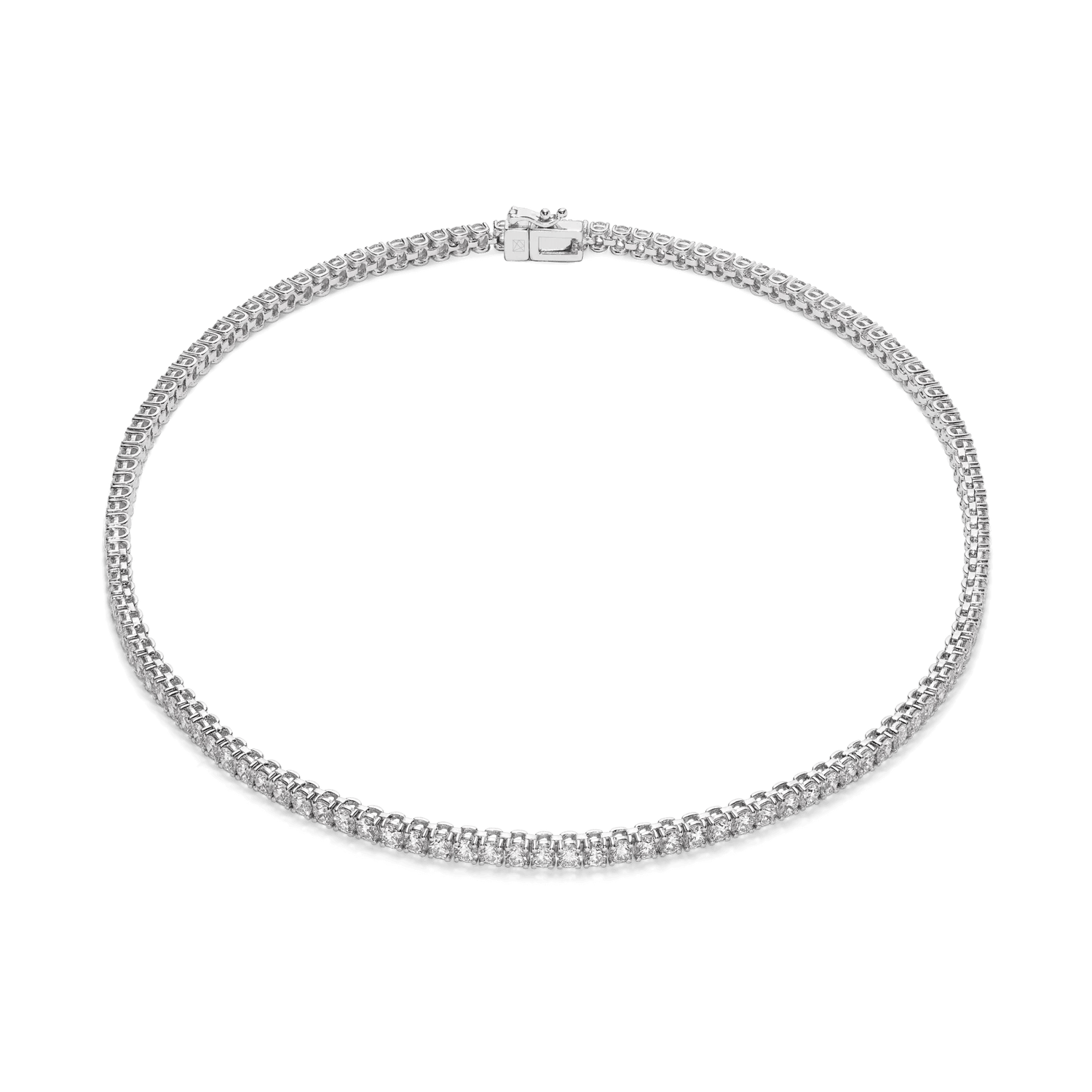 6 carat classic lab grown diamond tennis necklace in 9k white gold for women 