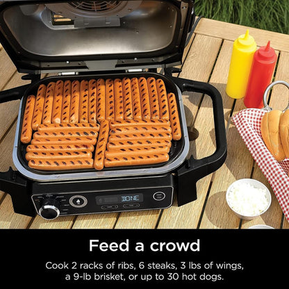 Professional Outdoor Grill and Smoker, Built-in Thermometer, 7-in-1 main grill, BBQ Smoker, Air Fryer, Bake, Bake, dehydrate, Grill, Firewood Pellet, Portable, electric (updated)