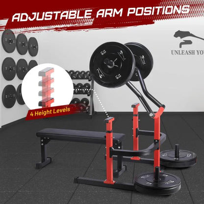 Chest Press Machine, 1050LBS Capacity, Independent Converging Arms, Weight Bench Press with Adjustable Flat Bench for Upper Body Workouts, Red