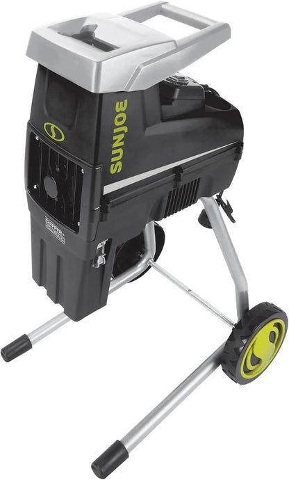 15 Amp Electric Silent Wood Chopper/Deburr Machine, cutting diameter 1.7 inches, reduction ratio 21:1, wheel diameter 7 inches, equipped with a safety hopper, green appearance