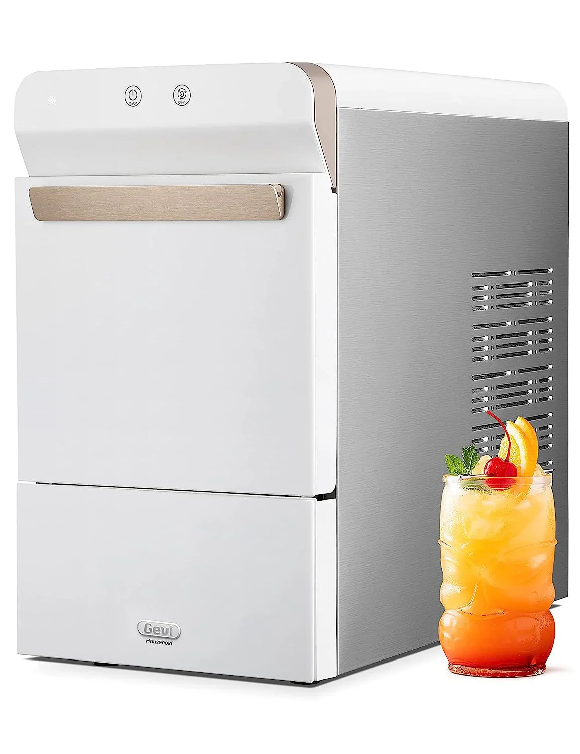 V2.0 Countertop Nugget Ice Maker | Self Cleaning Pellet Ice Maker | Open and Pour Refill | Stainless Steel Housing |