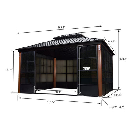 Double Tier 14 Ft. W x 12 Ft. D Metal Patio Gazebo