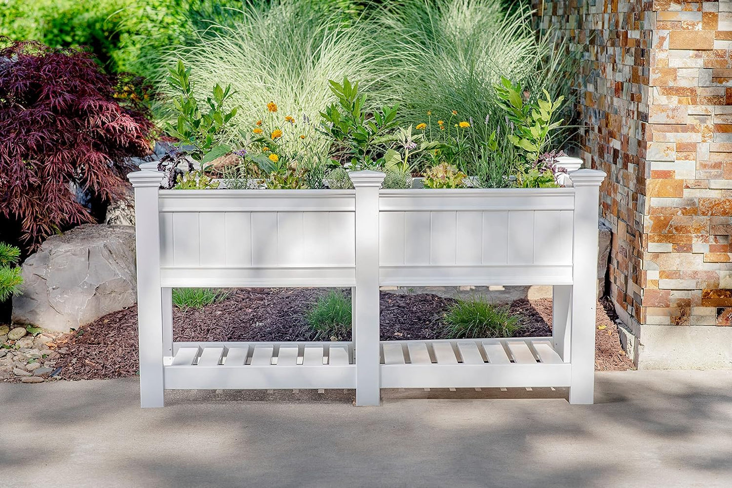 Cambridge 68.5"W x 24"L Vinyl Raised Planter with Extension Kit