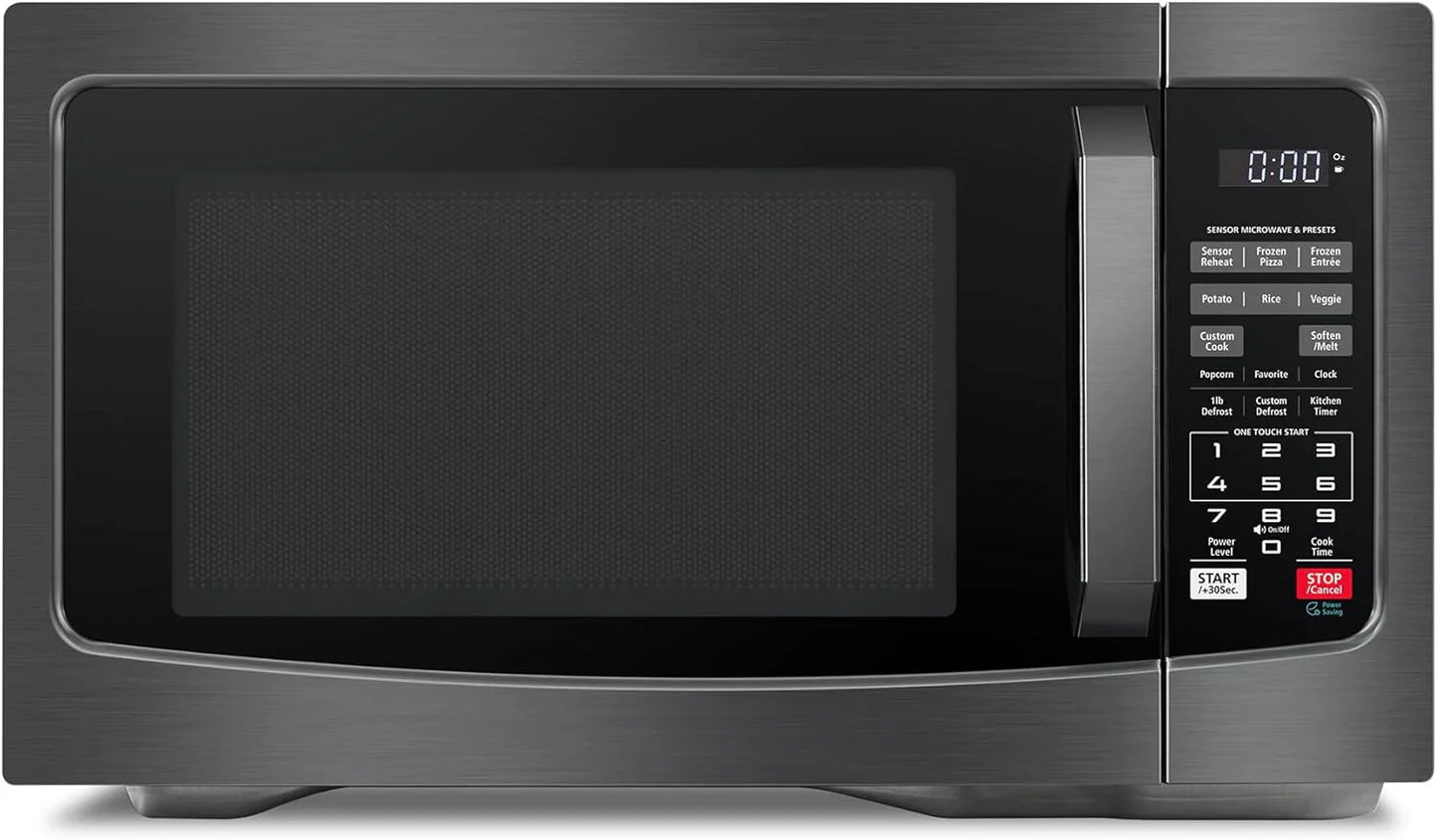 Air Fryer Combo 8-in-1 Countertop Microwave Oven, with Convection, Broil, Odor Removal Mode, 12.4" Position Memory Turntable, Child-Lock, 1.0 Cu.ft, Black Stainless Steel