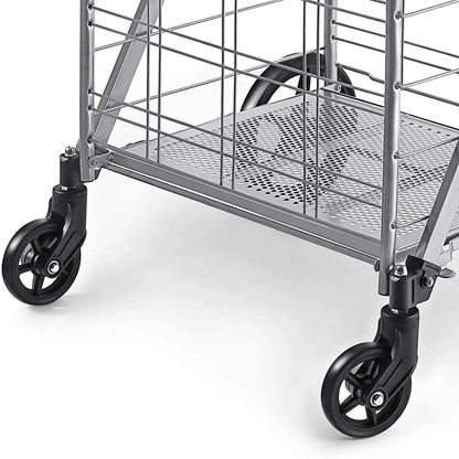 Shopping Cart with Wheels, Metal Grocery Cart with Wheels, Shopping Carts For Groceries