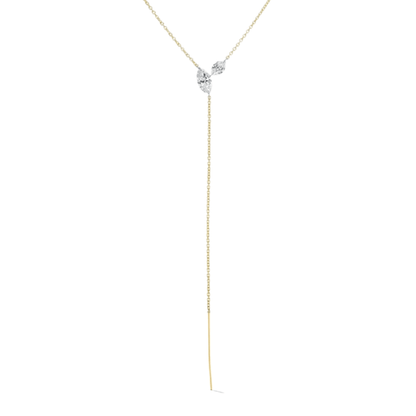 gold lariat necklace featured marquise lab grown diamonds