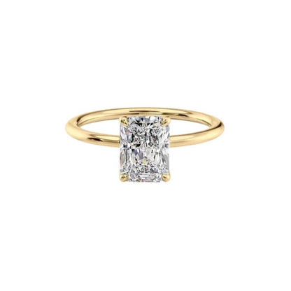 1 carat radiant cut lab grown diamond wedding ring set in 14k yellow gold, ideal for proposals