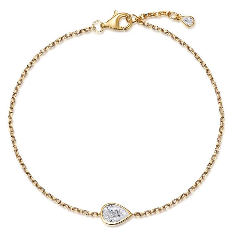pear shape diamonds bracelet in 9k yellow gold, ideal for birthdays, graduates or bridesmaids gift